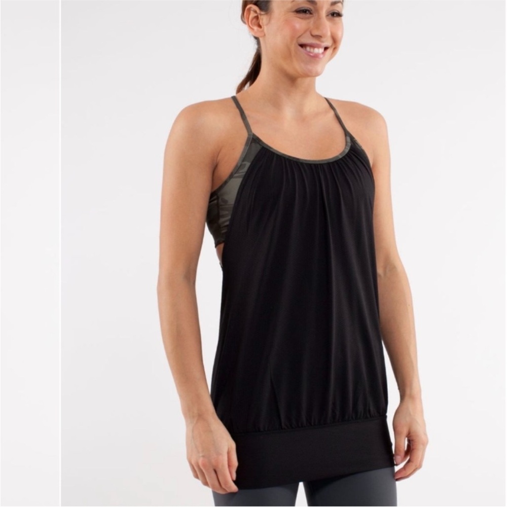 Lululemon No Limits Black and Green Camo Tank